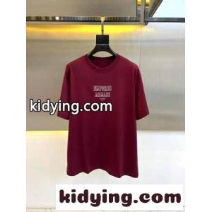 シンプル 刺繍入り アルマーニ コピー Tシャツ コピー クルーネック レッドkid264HHPrC