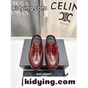 クロコダイル型押しYSL ル ローファー イヴ・サンローラン コピーブランド レディースシューズ スーパーコピー レッドkid26faWLjy