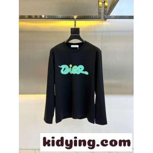 シンプル ロゴ入り 長袖Tシャツ クリスチャン・ディオール コピーブランド Tシャツ コピー ブラックkid26qCKrCm