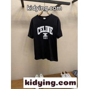 セリーヌ コピーブランド Tシャツ コピー シンプル ロゴ入り 半袖Tシャツ コットン クルーネックkid264LDSbC