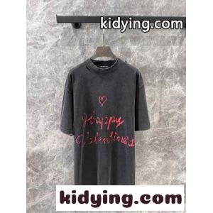 プリント入り オーバーサイズ 半袖Tシャツ バレンシアガ スーパーコピー Tシャツ コピー ブラックkid2685Lvie