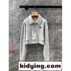 ハーフファスナー付 コットン スウェットシャツ ミュウミュウ コピー Tシャツ コピーkid26XLfKvu
