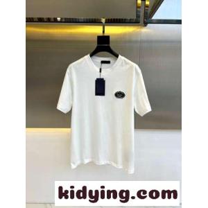シンプル ロゴ入り コットン 半袖Tシャツ プラダ ブランド コピー Tシャツ コピー ホワイトkid26XHfK5n