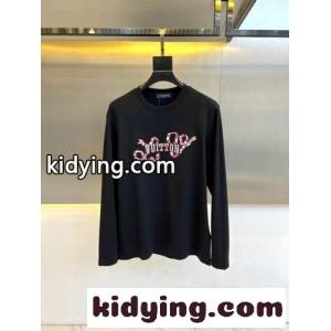 シンプル カジュアル 刺繍入り 長袖Tシャツ ルイ・ヴィトン Tシャツ コピー ブラックkid26aKHf8j
