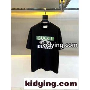 カジュアル ロゴプリント グッチ コピー Tシャツ コピー クルーネック 半袖Tシャツ ブラックkid26nyiqCi