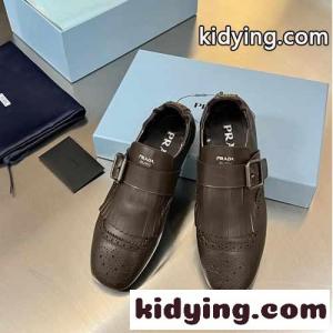 プラダ コピー シャッフル フリンジ付 モンクストラップシューズ スーパーコピー ダークコーヒーkid26qa8f8n