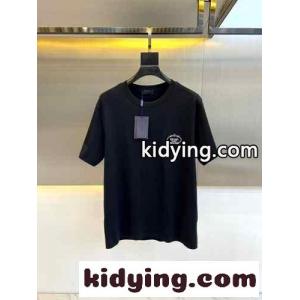 シンプル ロゴ入り コットン 半袖Tシャツ プラダ コピー Tシャツ コピー ブラックkid26COfSTD