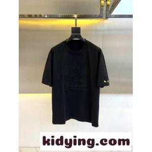 カジュアル リラックス コットン 半袖Tシャツ フェンディ コピー Tシャツ コピー ブラックkid26zKfmma