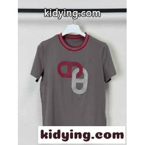 お洒落 クルーネック 合わせやすい エルメス コピー Tシャツ コピー コットン グレーkid26riaWXj