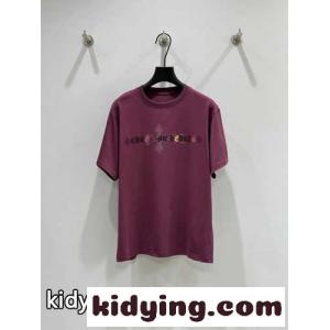 ユニセックス プリント 半袖Tシャツ クロムハーツ コピー Tシャツ コピー コットン パープルkid26iSruKb