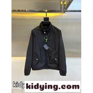 シンプル ナイロン ジップアップブルゾン プラダ スーパーコピー ジャケット コピー ブラックkid26XX9TLj