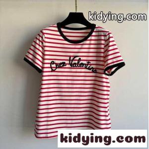 ボーダー柄 コットン 半袖Tシャツ ヴァレンティノ コピー Tシャツ コピー レッドkid26Tb0rSn