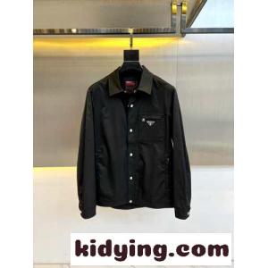 シンプル 洗練された シャツジャケット プラダ スーパーコピー ジャケット コピー ブラックkid26551bem