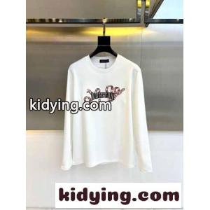 シンプル カジュアル 刺繍入り 長袖Tシャツ ルイ・ヴィトン Tシャツ コピー ホワイトkid26qaSnei