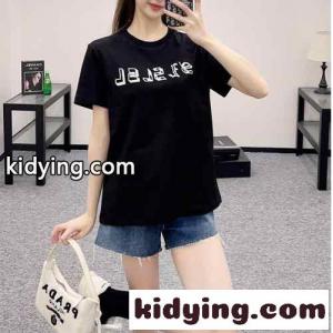 シンプル ロゴ入り コットン 半袖Tシャツ イヴ・サンローラン コピー Tシャツ コピー ブラックkid260TPnau