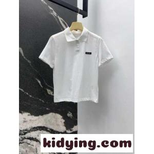 ミュウミュウ スーパーコピー Tシャツ コピー カジュアル ロゴパッチ 半袖 ポロシャツ ホワイトkid26aqCe8n