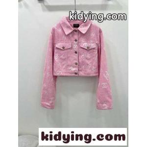 可愛い お洒落 ショート丈 デニムジャケット シャネル スーパーコピー ジャケット コピー ピンクkid26T9XrGf
