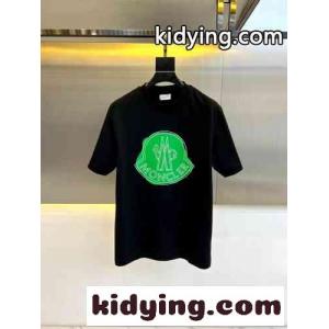 シンプル ロゴプリント クルーネック 半袖Tシャツ モンクレール スーパーコピー Tシャツ コピー ブラックkid268zSHva