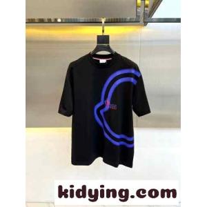 カジュアル ゆったり ロゴプリント 半袖Tシャツ モンクレール スーパーコピー Tシャツ コピー ブラックkid26ODKDGf