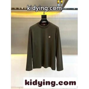 シンプル クルーネック 長袖Tシャツ エルメネジルド・ゼニア Tシャツ 偽物 グリーンkid26XPvi8D