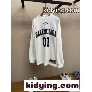 お洒落 カジュアル コットンジャージ 長袖Tシャツ バレンシアガ ブランド コピー Tシャツ コピー ホワイトkid26mWnCem