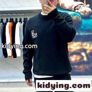 シンプル ウール プルオーバー ロエベ ブランド コピー セーター コピー クルーネック ブラックkid26muiKri