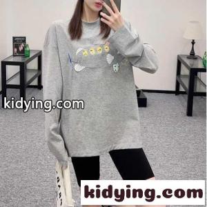 カジュアル 可愛い コットン 長袖Tシャツ ロエベ コピー Tシャツ コピー グレーkid26uySfey