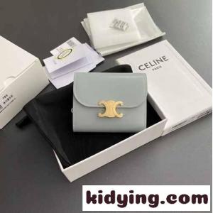 セリーヌ コピー 財布 スーパーコピー N級品 スムースレザー 3つ折り財布 ライトブルーkid26viCCeq