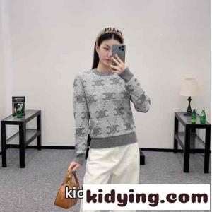 上品 カジュアル トリオンフ ウールセーター セリーヌ コピー セーター コピー グレーkid264PP9PD