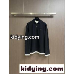 レイヤリング コットン ポロシャツ プラダ コピーブランド Tシャツ コピー ロングスリーブ ブラックkid26fGrqaC