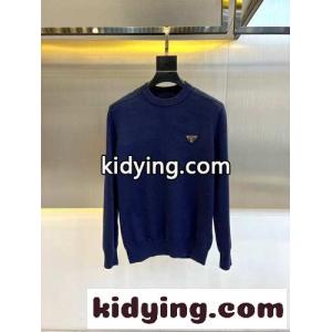 シンプル クルーネック プラダ コピー セーター コピー ウールブレンド ニット ブルーkid26fu45na