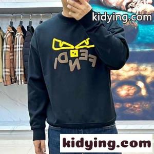 フェンディ コピー Tシャツ コピー カジュアル ロゴ入り クルーネック スウェットシャツ ブラックkid26zKPjCa