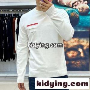 シンプル カジュアル クルーネック ニット プラダ スーパーコピー セーター コピー ホワイトkid26eO1vya