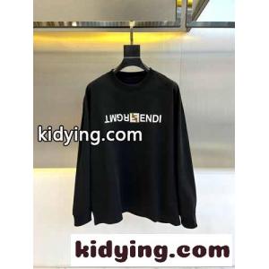 フェンディ ブランド コピー Tシャツ コピー カジュアル ゆったり コットン 長袖Tシャツ ブラックkid26uW11vC