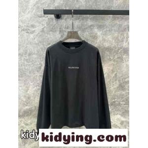 バレンシアガ コピーtシャツサイズ感偽物 カジュアル トップス 純綿 長袖 プリント 男女兼用 ブラックkid26XPPHPn