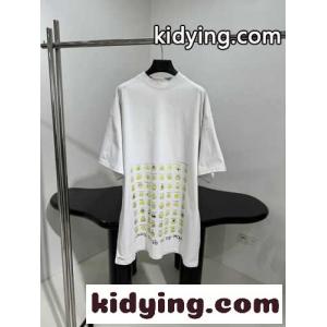 バレンシアガ ブランド コピーtシャツ メンズ偽物 純綿 カジュアル トップス 半袖 プリント ホワイトkid26TXj4Xn
