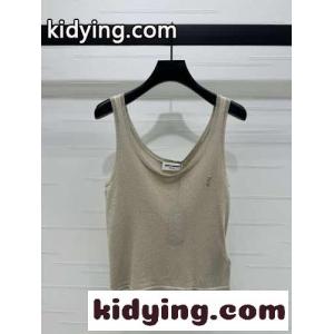 YSL サン ローラン ティー シャツコピー 無袖 トップス シンプル 女性 純綿 柔軟 ベージュ色kid26WL9bKz