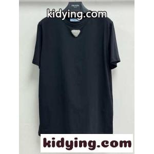 数量限定の爆買 prada スーパーコピー t シャツコピー 純綿 半袖 トップス 柔らかい シンプル ブラックkid26qSPXDm