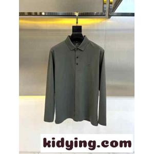 カジュアル コットンピケ 長袖ポロシャツ アルマーニ ブランド コピー Tシャツ コピー グリーンkid26C8Trye