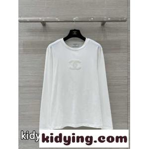 カジュアル コットン 長袖Tシャツ シャネル スーパーコピー Tシャツ コピー クルーネックkid26fa8TPb