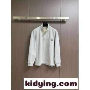 裏起毛 コットン ハーフボタン スウェットシャツ ロエベ ブランド コピー Tシャツ コピー グレーkid26WXD0Lj