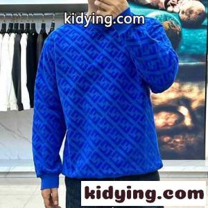 FFジャガード クルーネック フェンディ コピー Tシャツ コピー スウェットシャツ ブルーkid26qKDG9z