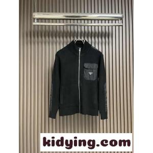 ナイロンディテール付き ジップカーディガン プラダ コピーブランド ニット コピー メンズkid26GfiSTb