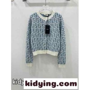 FFロゴ ウール クルーネック カーディガン フェンディ コピーブランド ニット コピー ホワイトkid261nuqmq