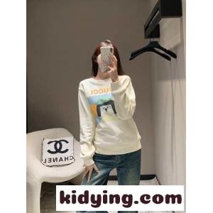 可愛い 合わせやすい プリント グッチ コピー Tシャツ コピー スウェットシャツ ホワイトkid26555LjC