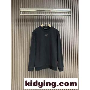 定番 カジュアル コットン スウェットシャツ プラダ スーパーコピー Tシャツ コピー ブラックkid261TTLDu