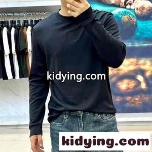 シンプル ストレッチ クルーネック 長袖Tシャツ フェンディ コピー Tシャツ コピー ブラックkid26DWzqmC