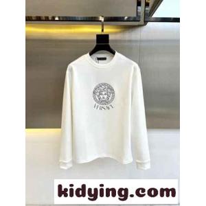 シンプル ロゴ入り クルーネック スウェットシャツ ヴェルサーチ コピーェ Tシャツ コピー ホワイトkid26zGvyOf