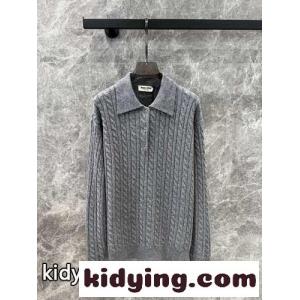 カシミヤ ニット ポロシャツ ミュウミュウ コピーブランド セーター コピー グレーkid26nSbe4j