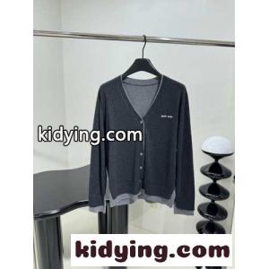 シルクxカシミヤ カーディガン ミュウミュウ スーパーコピー ニット コピー Vネック グレーkid26CGTPLr